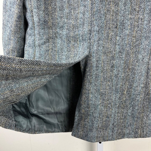 VTG Harris Tweed 70s/80s Blazer Sport Coat Jacket Mens 40" Blue Gray Herringbone - Picture 7 of 11